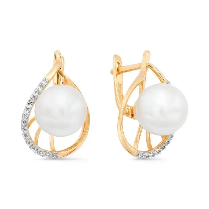 Серьги с английским замком из красного золота