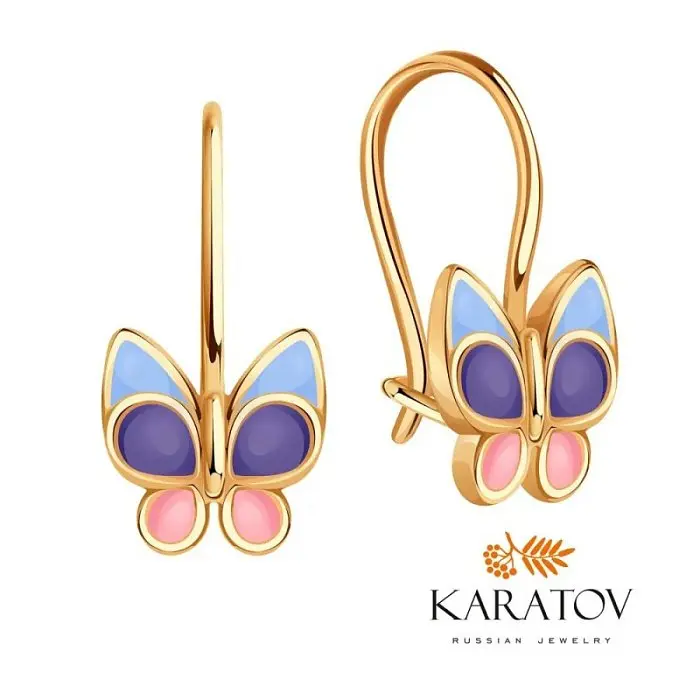 Серьги детские из красного золота