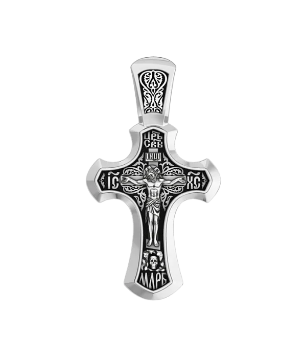 Подвеска крест из черного серебра