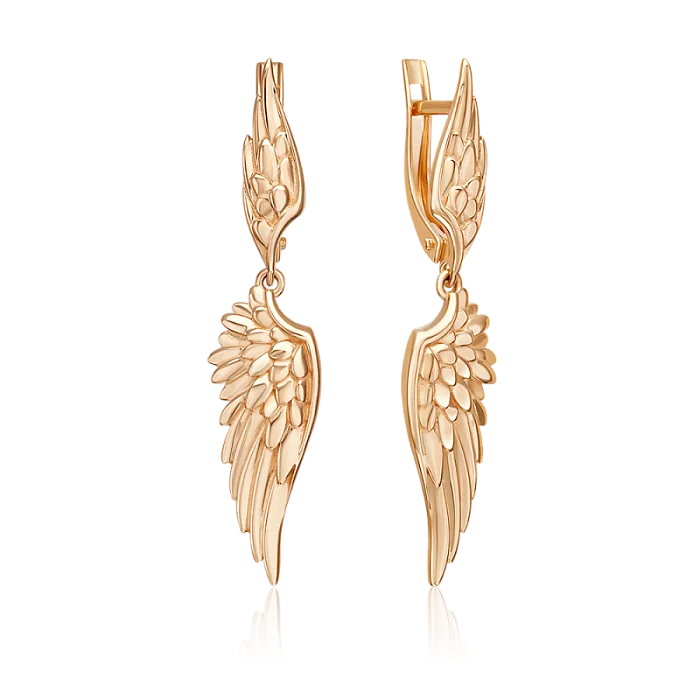 Серьги подвесные из красного золота