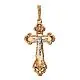 Подвеска крест из комбинированного золота без вставок