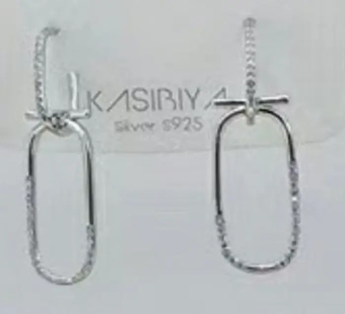 Серьги подвесные из серебра с фианитами