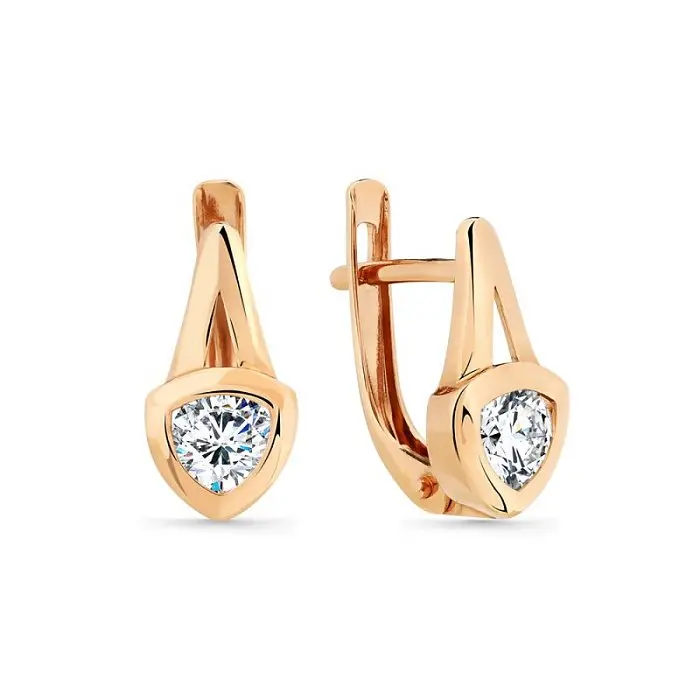 Серьги с английским замком из красного золота