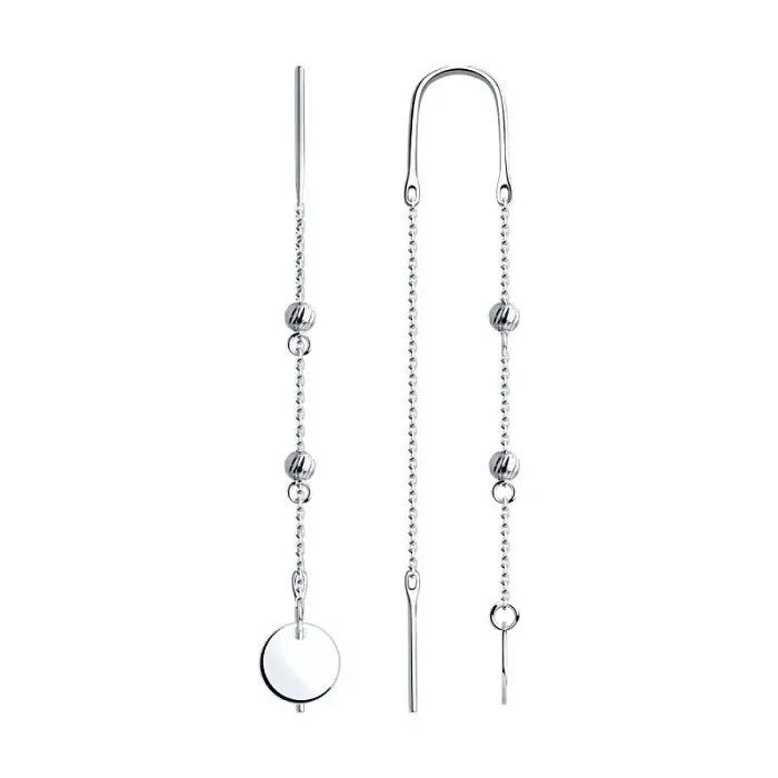 Серьги цепочки из серебра