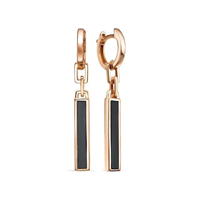 Серьги подвесные из красного золота