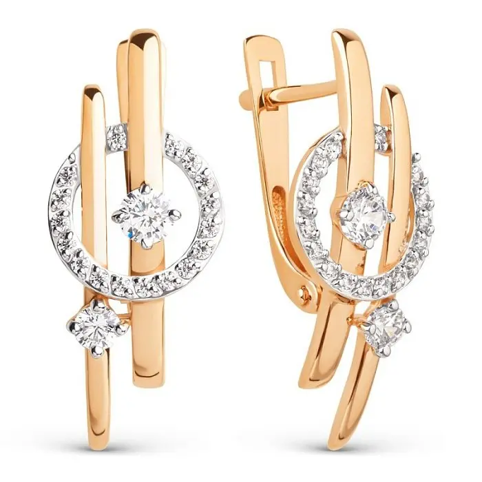 Серьги с английским замком из красного золота