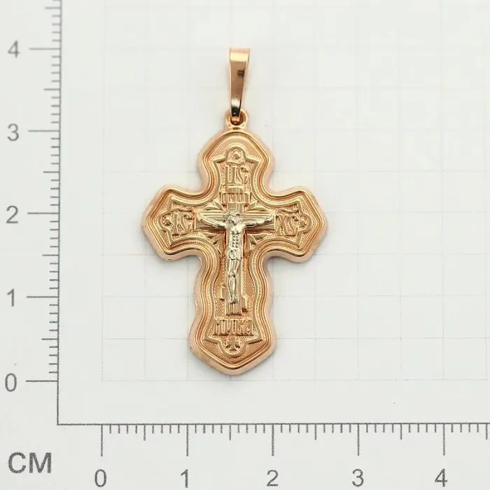 Подвеска крест из красного золота
