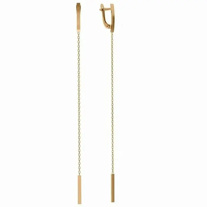 Серьги подвесные из красного золота