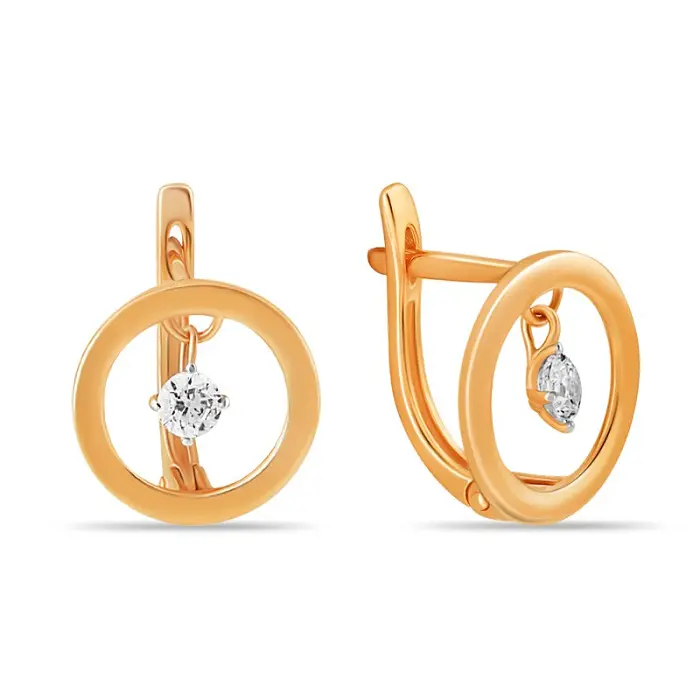 Серьги с английским замком из красного золота