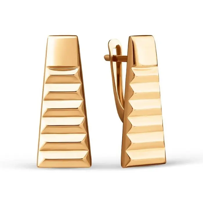 Серьги с английским замком из красного золота