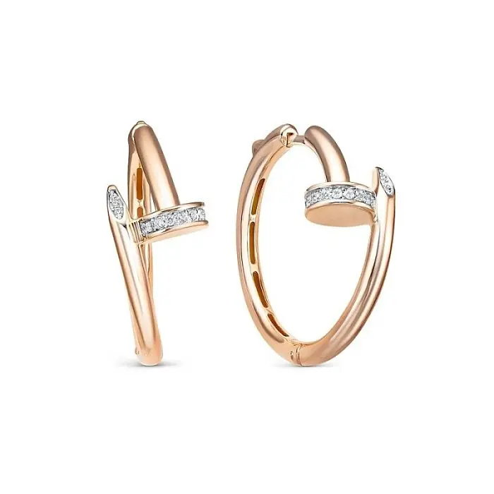 Серьги конго из красного золота