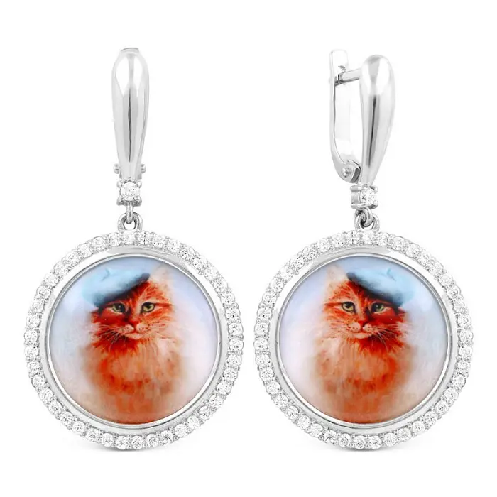 Серьги подвесные из серебра