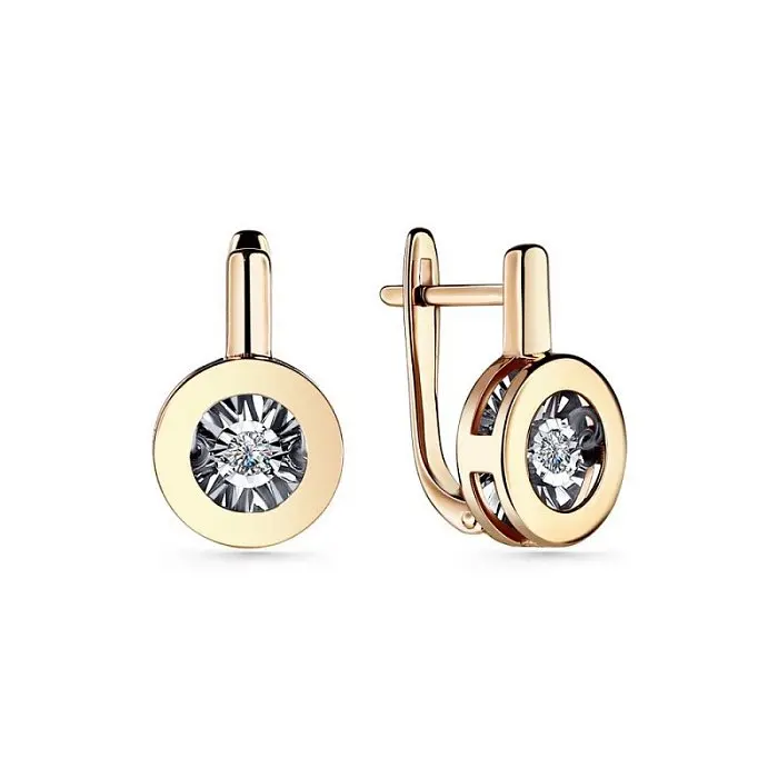 Серьги с английским замком из комбинированного золота