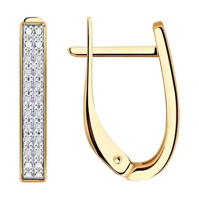 Серьги с английским замком из комбинированного золота