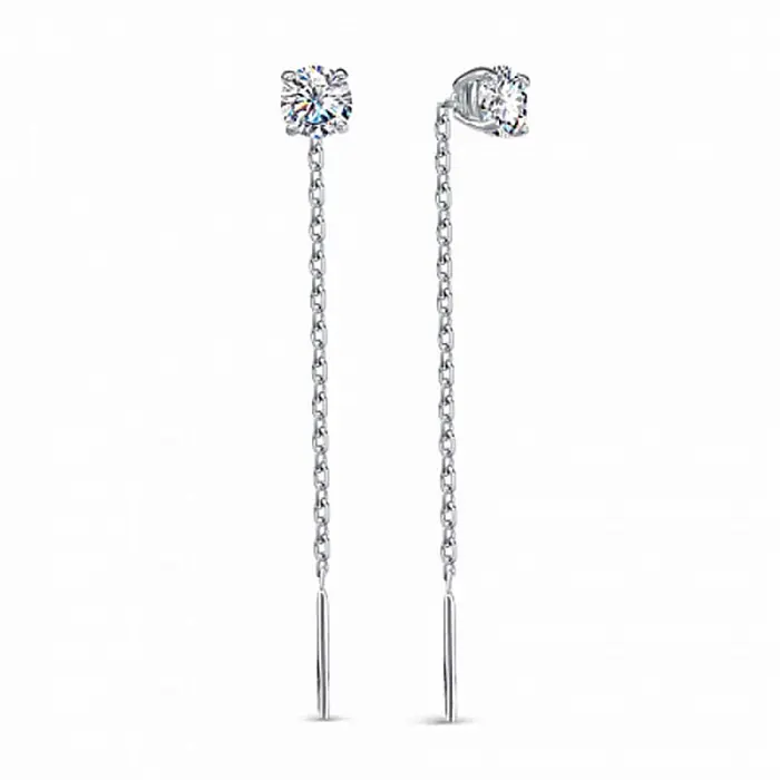 Серьги цепочки из серебра