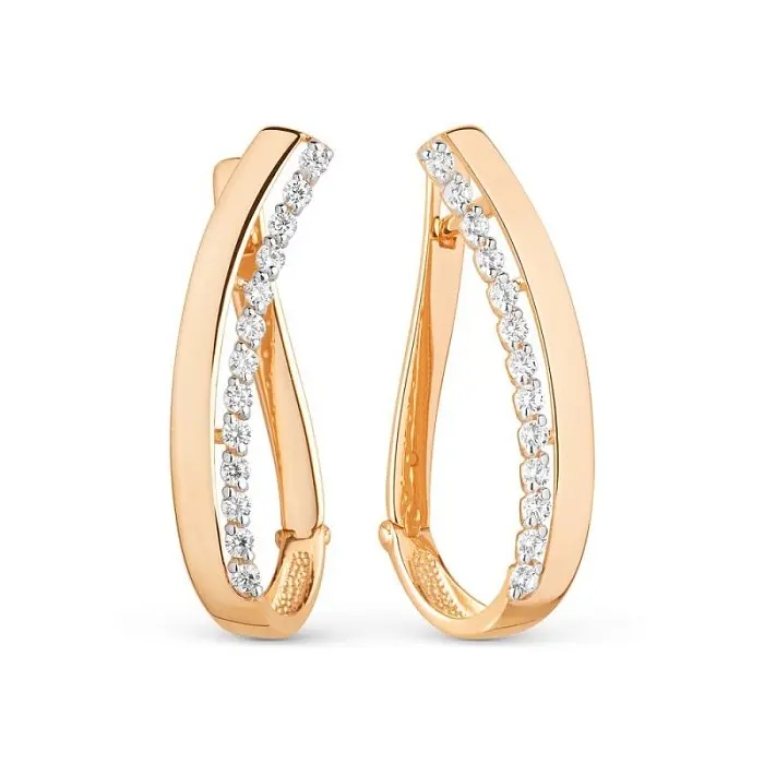 Серьги с английским замком из красного золота