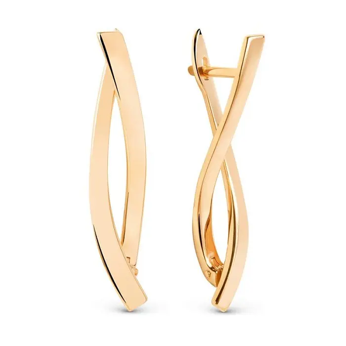 Серьги с английским замком из красного золота