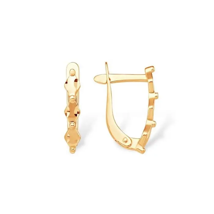 Серьги с английским замком из красного золота