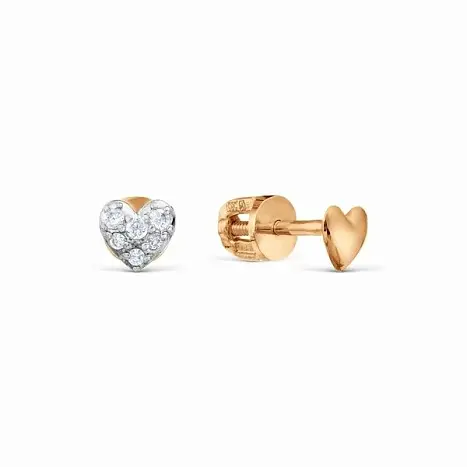 Серьги детские из красного золота