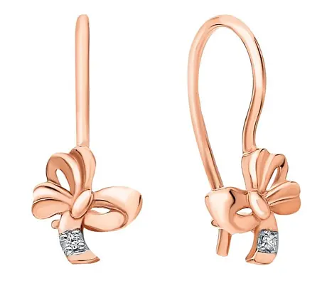 Серьги детские из красного золота