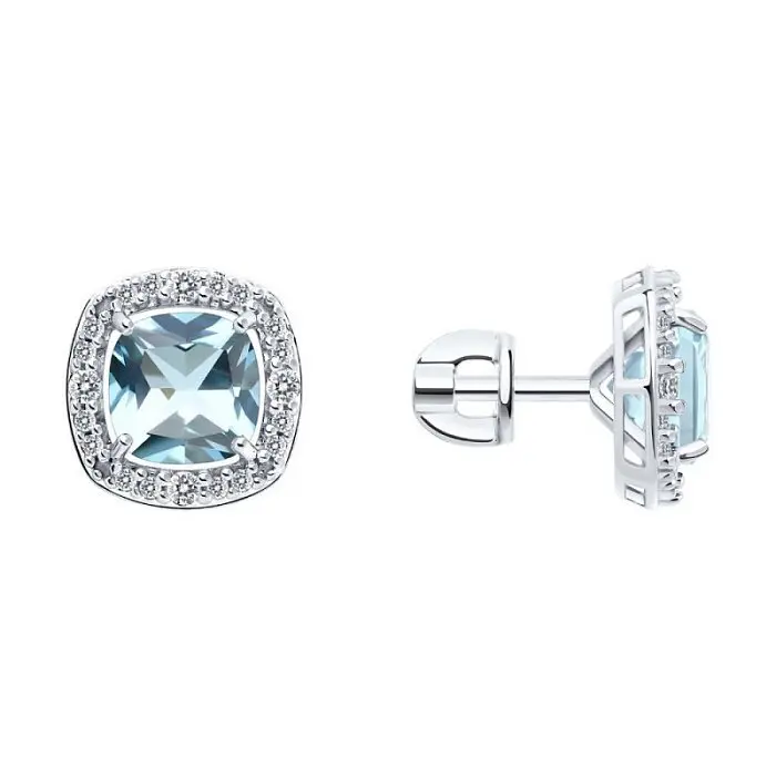 Серьги пуссеты из серебра