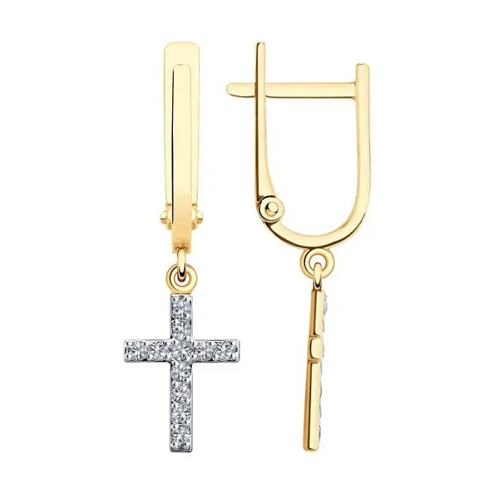 Серьги подвесные из красного золота