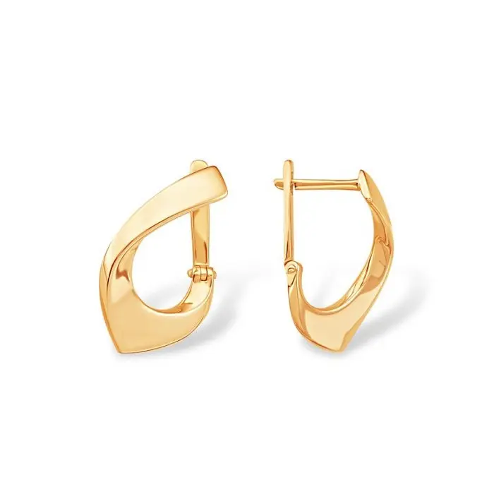 Серьги с английским замком из красного золота