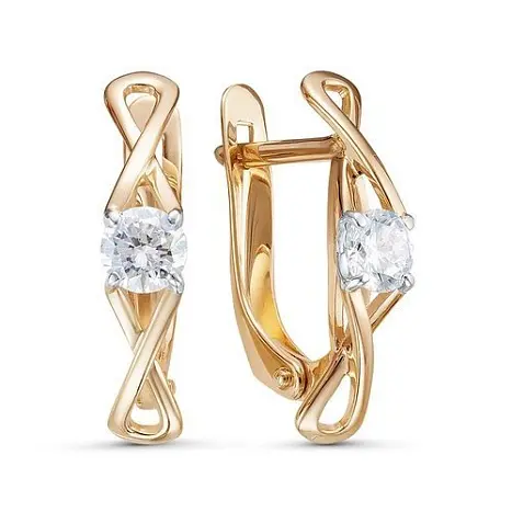Серьги с английским замком из красного золота