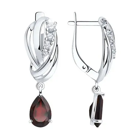 Серьги подвесные из серебра