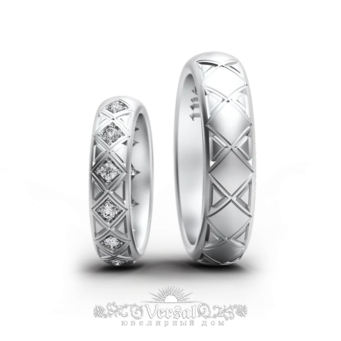 Кольцо обручальное из белого золота