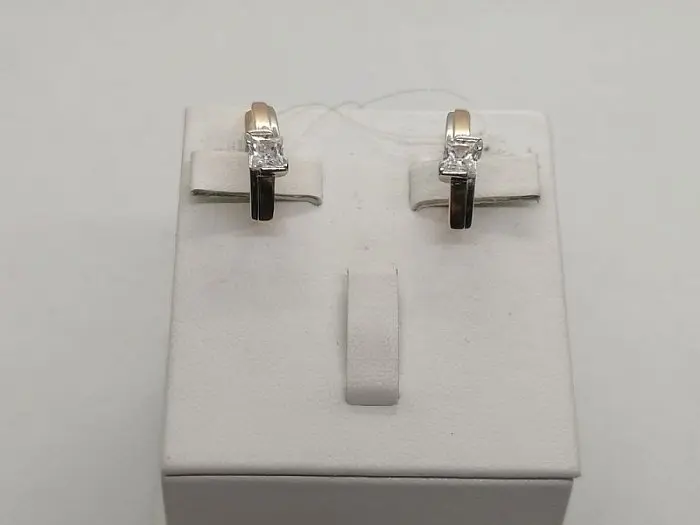 Серьги с английским замком из комбинированного золота