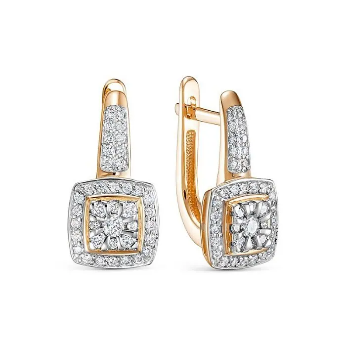 Серьги с английским замком из комбинированного золота