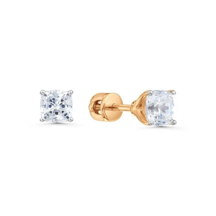 Серьги пуссеты из красного золота