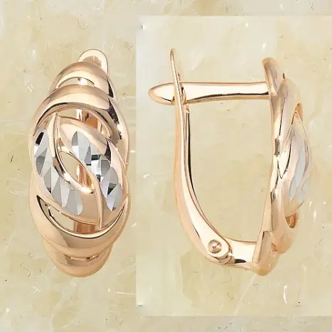 Серьги с английским замком из комбинированного золота