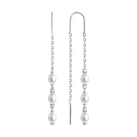 Серьги цепочки из серебра
