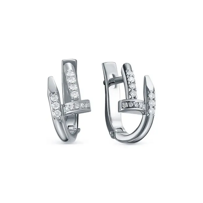 Серьги с английским замком из белого золота