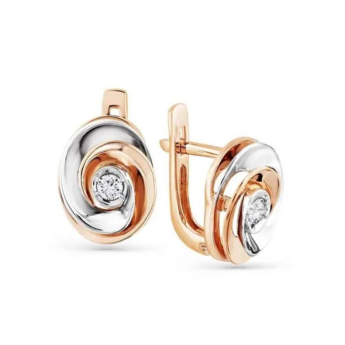 Серьги с английским замком из комбинированного золота