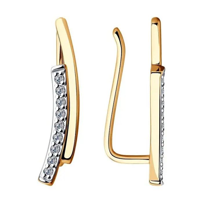 Серьги зажимы из красного золота вид 1