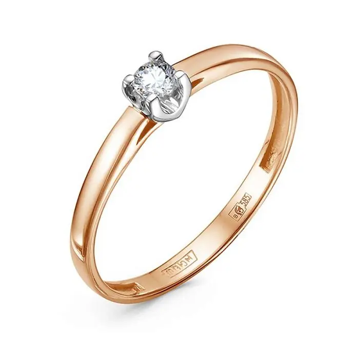 Кольцо помолвочное из комбинированного золота вид 1