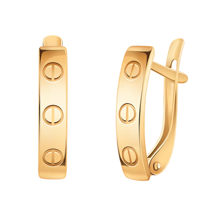 Серьги с английским замком из красного золота