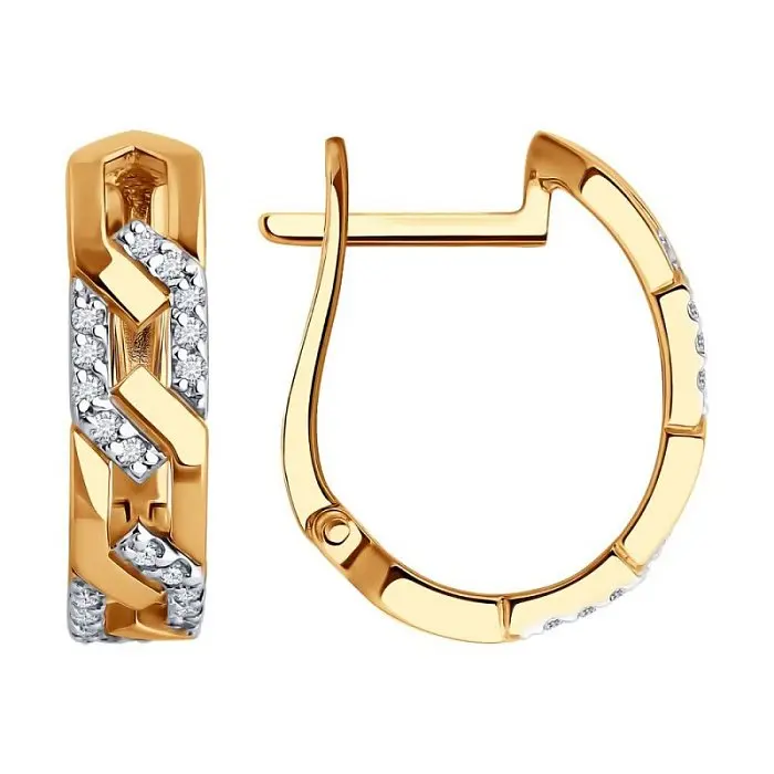 Серьги с английским замком из красного золота