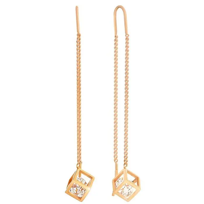 Серьги цепочки из позолоты