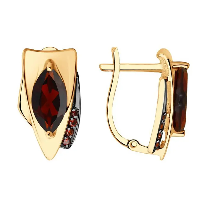 Серьги с английским замком из красного золота