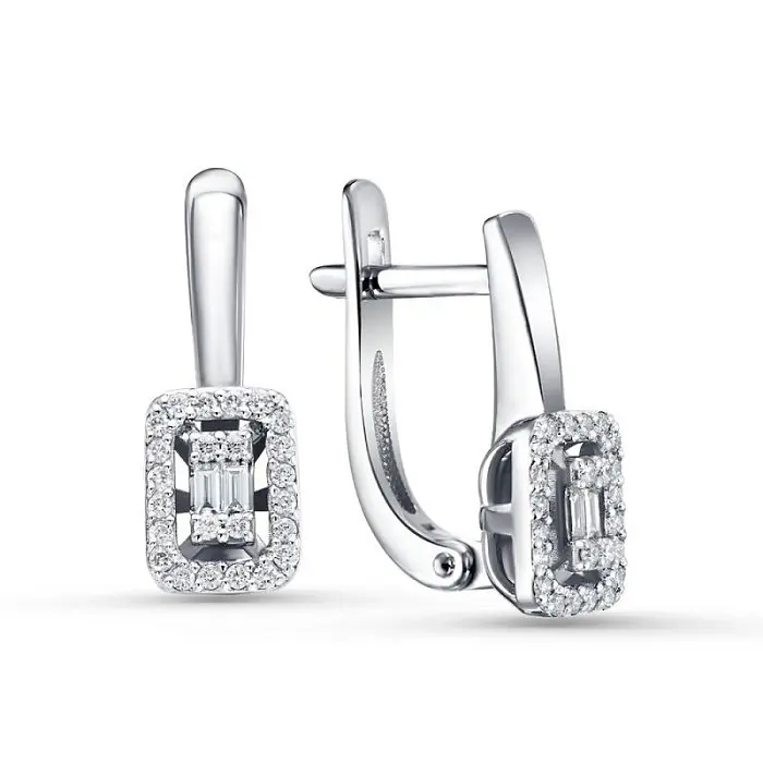 Серьги с английским замком из белого золота