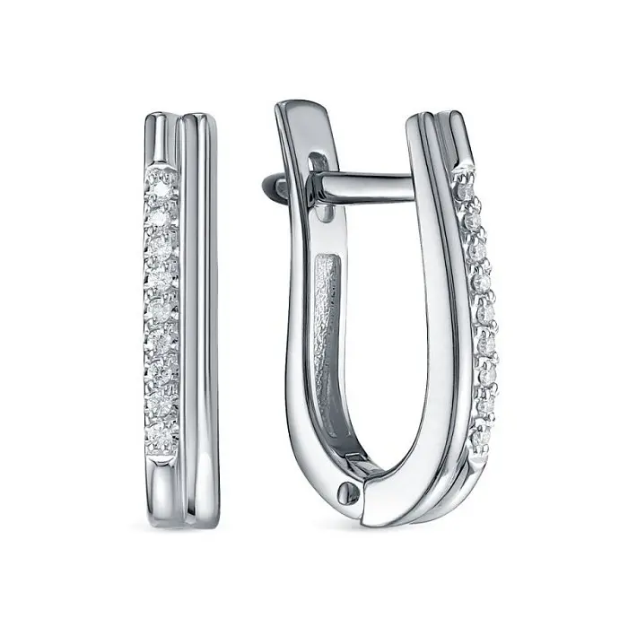 Серьги с английским замком из белого золота