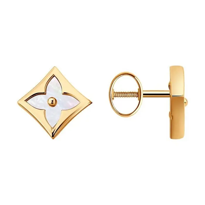 Серьги пуссеты из красного золота