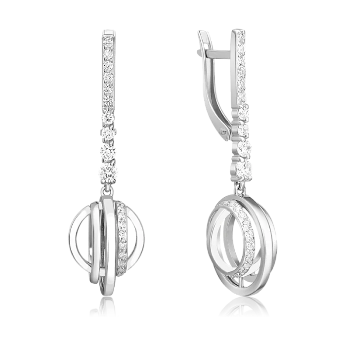 Серьги подвесные из серебра