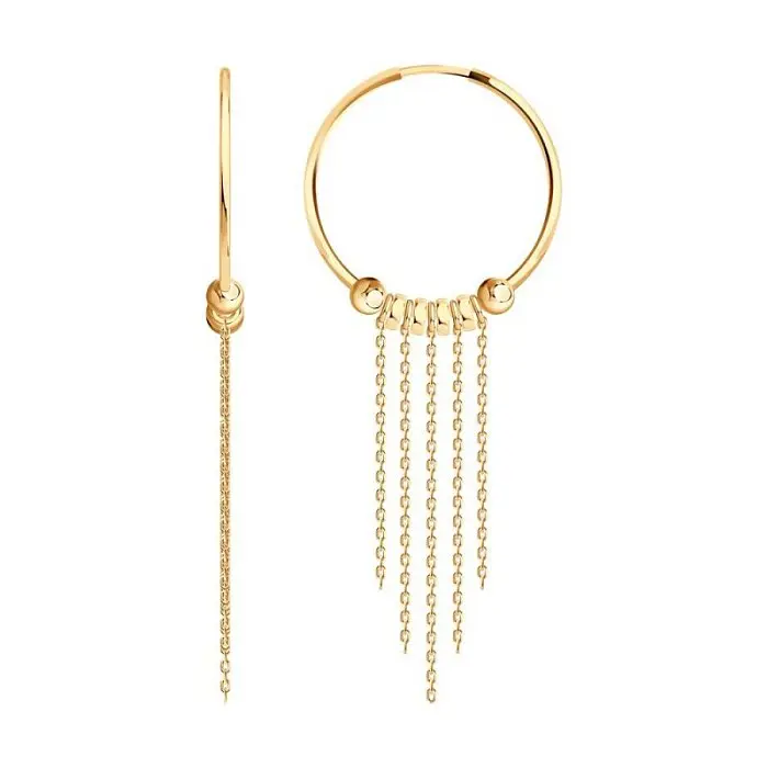 Серьги конго из красного золота