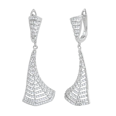Серьги подвесные из серебра