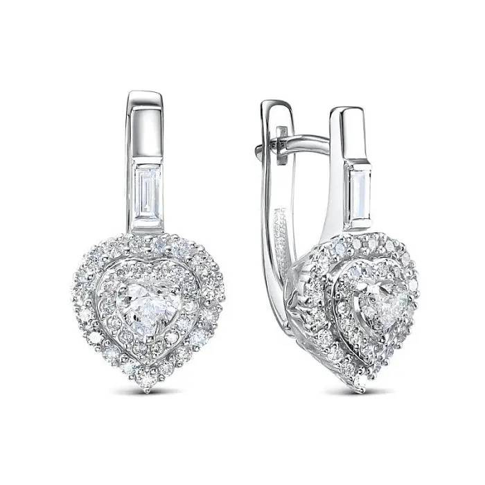 Серьги с английским замком из белого золота